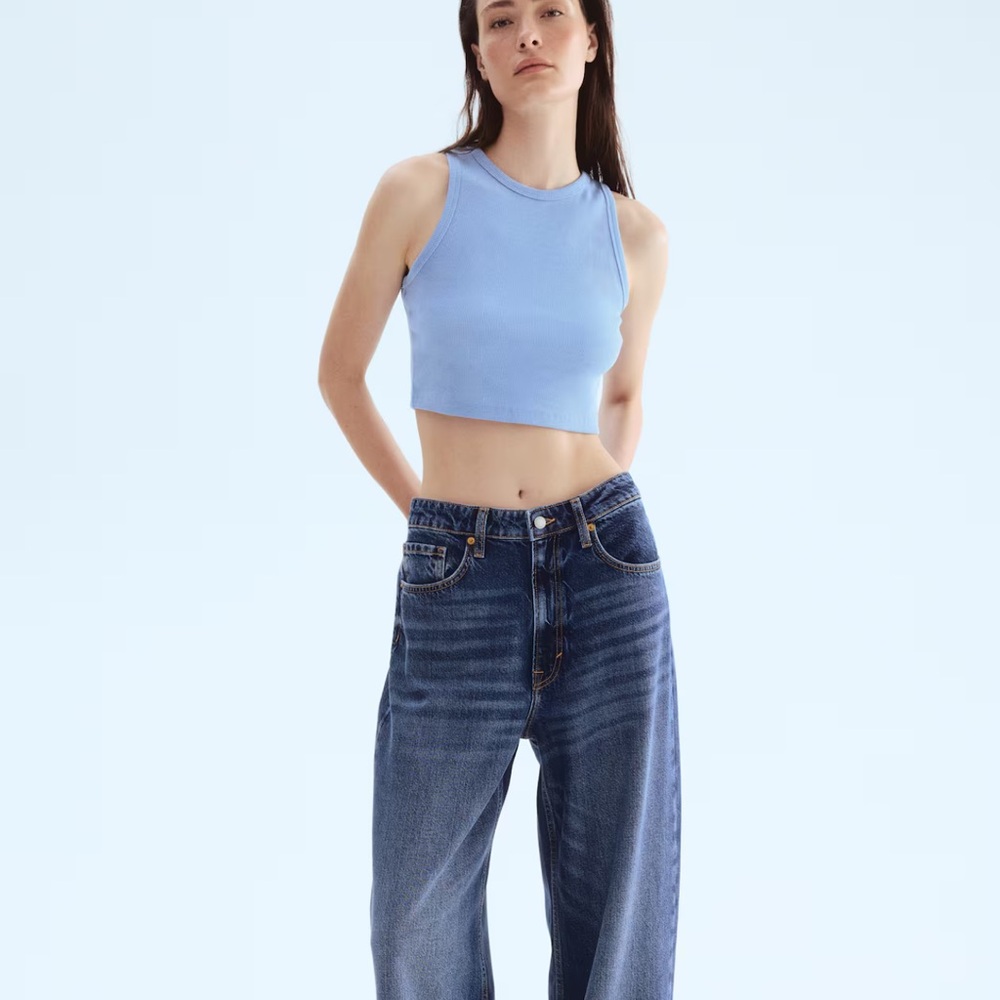 Classic High-Rise Wide Leg Jeans in Dark Blue